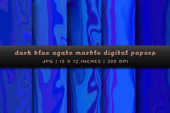 Download Dark Blue Agate Marble Digital Papers - Premium Bundle